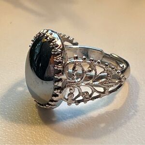 VINTAGE 1950s Faux gemstone & silver Ring JUDY LEE Label NEVER WORN Adjustable